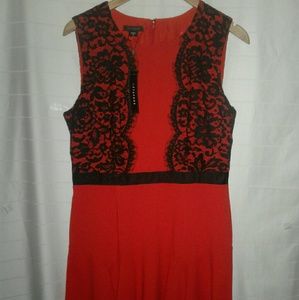Covington Orange/Red Sleeveless Dress